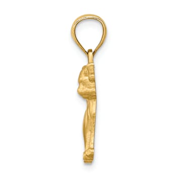 14k Yellow Gold Brushed and Diamond-Cut Chihuahua Pendant