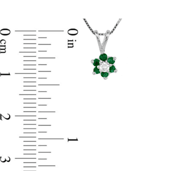 0.24ctw Emerald with Diamond Accent Flower Design  Pendant 14k White Gold