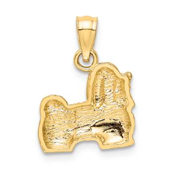 14k Yellow Gold Diamond-Cut and Brushed Shih Tzu Pendant