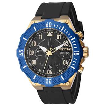 Invicta Aviator 50mm Black Dial Silicone Band Quartz Watch