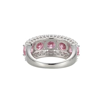 Pink And White Cubic Zirconia Platinum Over Sterling Silver Ring 8.04ctw