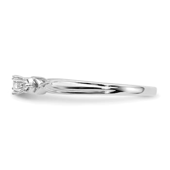 Rhodium Over 14K White Gold Lab Grown Diamond 3-Stone Complete Petite
Engagement Ring 0.1ctw