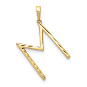 14K Yellow Gold Diamond Letter M Initial Pendant