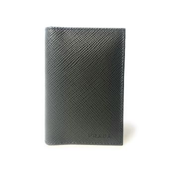 Prada Mens Saffiano Leather Vertical Card Black Holder