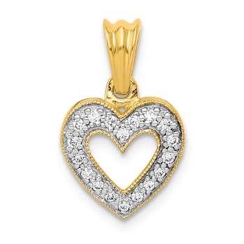14K Two-tone Gold  Diamond Heart Pendant