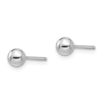 Rhodium Over 14k White Gold Polished 4mm Ball Stud Earrings