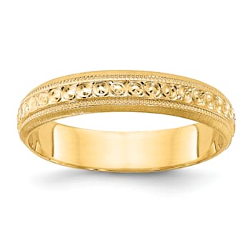 14K Yellow Gold 3mm Design Etched Wedding Band