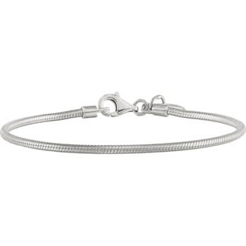 Sterling Silver Round Snake Chain Bracelet With Lobster Clasp