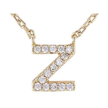 CZ Initial Z Station Necklace In 18K Gold Over Sterling Silver 0.13ctw