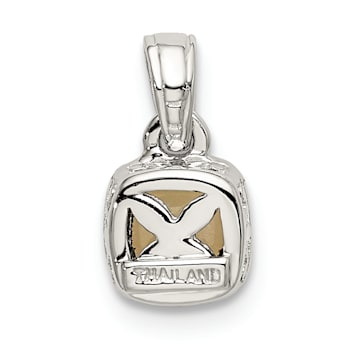 Rhodium Over Sterling Silver with 14k Accent Milky Opal Pendant
