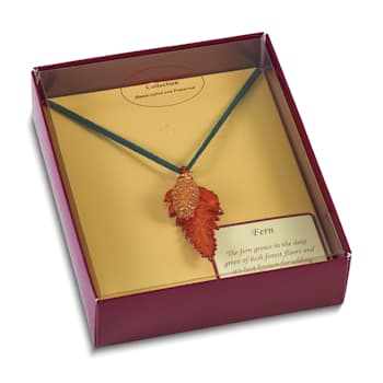 Iridescent Copper Fern Leaf and 24k Yellow Gold Dipped Pine Cone 20 Inch Necklace