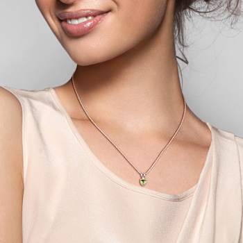 Peridot & Diamond 10K White Gold Pendant With Chain 0.52ctw