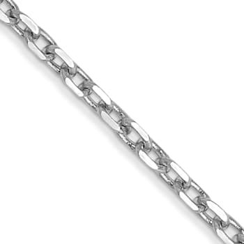 14K White Gold 1.8mm Diamond-cut Round Open Link Cable Chain Necklace