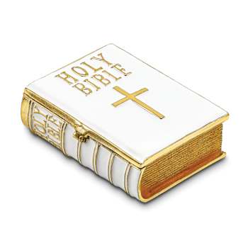 PRAYER White Bible Trinket Box