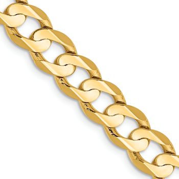 14k Yellow Gold 6.75mm Solid Open Concave Curb 18 Inch Chain