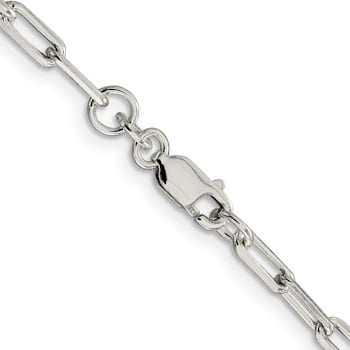 Sterling Silver 3.25mm Elongated Open Link Chain Bracelet