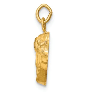 14K Yellow Gold Hollow Polished and Satin Small Jesus Medal Pendant