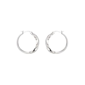 White Cubic Zirconia Rhodium Over Sterling Silver Hoop Earrings 1.81ctw