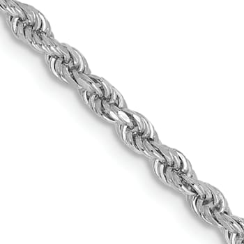 14k White Gold 2.25mm Diamond Cut Rope Chain 30 Inches