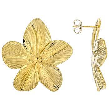 Gold-Tone Oversize Flower Earrings