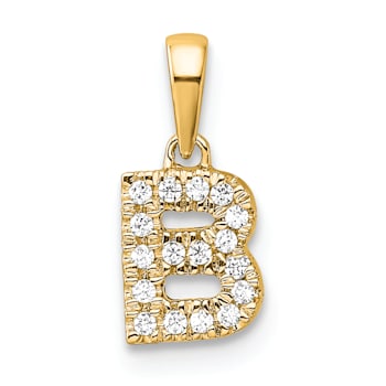 14K Yellow Gold Diamond Letter B Initial with Bail Pendant