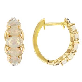 Ethiopian Opal And Zircon Earrings In 18K Gold Over Sterling Silver