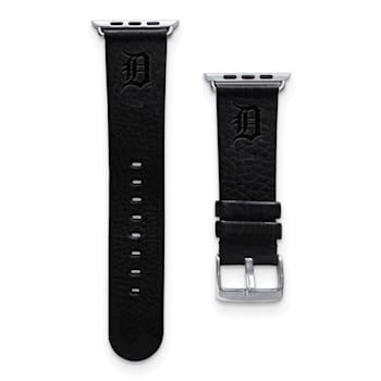 Gametime MLB Detroit Tigers Black Leather Apple Watch Band (42/44mm
S/M). Watch not included.
