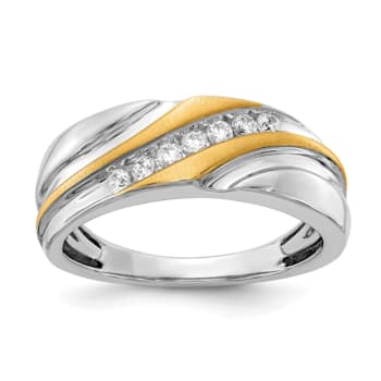 14K Two-tone Yellow and White Gold Lab Grown Diamond Men's Ring