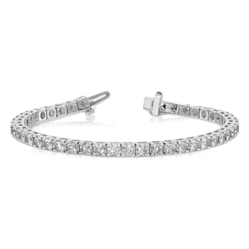 Rhodium Over 14K White Gold 7.00 ct. Colorless Moissanite 4 Prong Tennis Bracelet