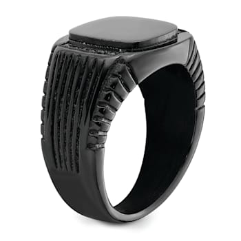 Stainless Steel Polished Black IP-plated with Black Cubic Zirconia
Signet Ring