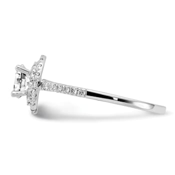 Rhodium Over 14K White Gold Diamond Complete Double Halo Engagement Ring 0.92ctw