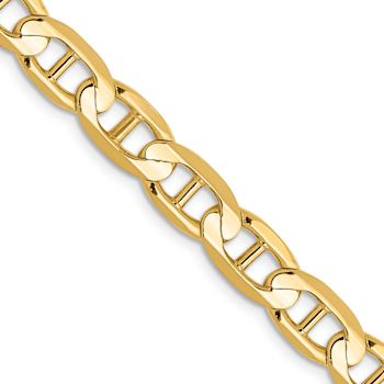 14k Yellow Gold 6.25mm Solid Concave Mariner 26 Inch Chain
