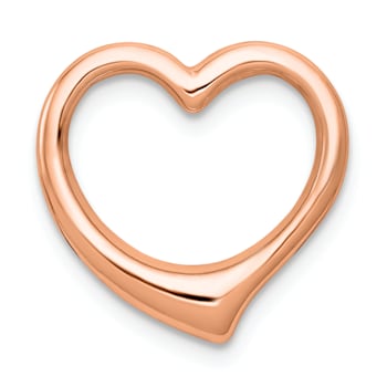 14k Rose Gold 3D Polished Heart Chain Slide Pendant