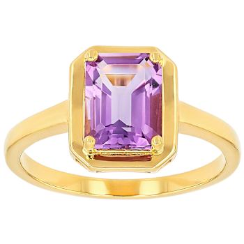 Canela Amethyst Solitaire Ring In 18K Gold Over Sterling Silver