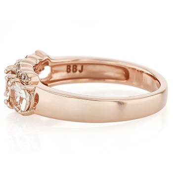Morganite Oval And White Zircon Ring In 18K Rose Gold Over Sterling
Silver 1.14ctw