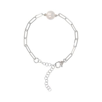 Cultured Pearl Paperclip Chain Bracelet in Sterling Silver