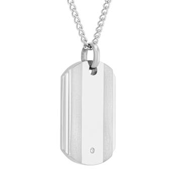 Robert Alton Men's Dog Tag Pendant With Chain In Titanium
