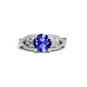 14K White Gold Tanzanite and Diamond Ring 1.55 ctw
