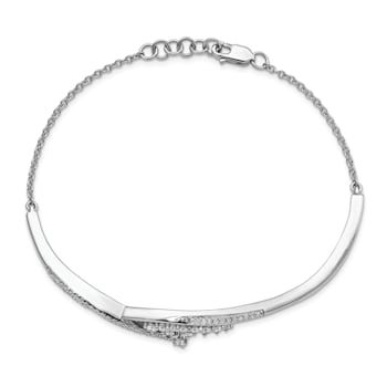 Rhodium Over 14k White Gold Polished Fancy Florina Diamond Bracelet
