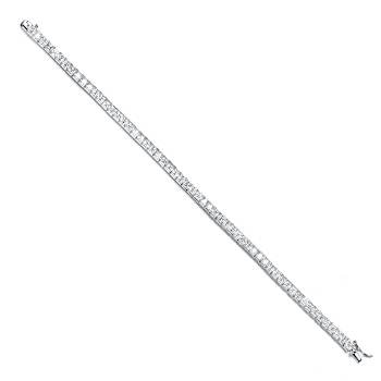 Square-Cut CZ Tennis Bracelet In Rhodium Over Brass