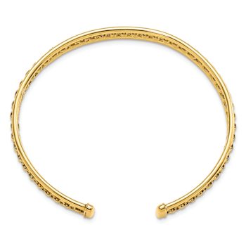 14k Yellow Gold 6.8mm Polished and Textured Cuff Bangle