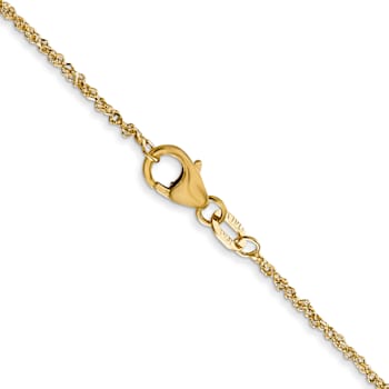 18K Yellow Gold 1.1mm Solid Singapore 16 Inch Chain