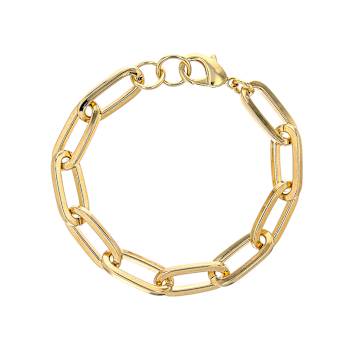Paperclip Link Bracelet In 18K Gold Over Bronze
