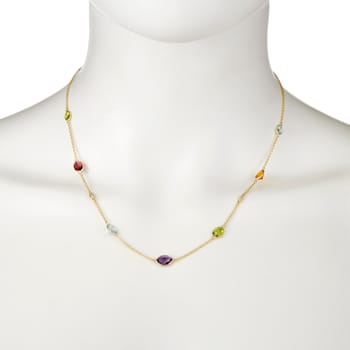 Multi-Gem 14k Yellow Gold Necklace 5.82ctw