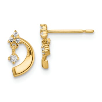 14k Yellow Gold Cubic Zirconia Celestial Dangle Earrings