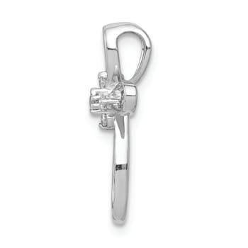 Rhodium Over 14K White Gold 1/20ct. Diamond Cross Chain Slide