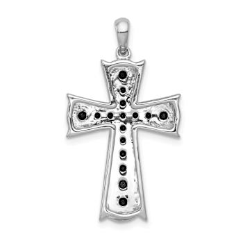 Rhodium Over 14K White Gold 5/8ct. Black Diamond Cross Pendant