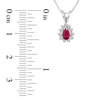 0.35ctw Pear Shape Ruby and Round Diamond Pendant 14k White Gold