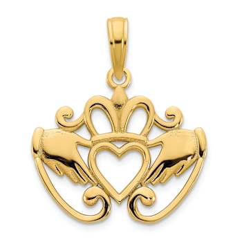 14k Yellow Gold Fancy Claddagh Pendant