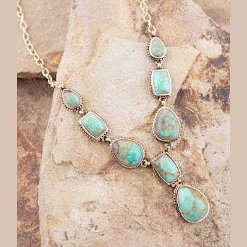 Barse Turquoise Roped Statement Y-Necklace In Bronze